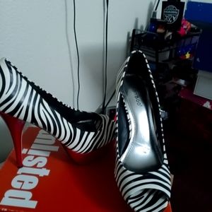 6 inch zebra heels with red bottom